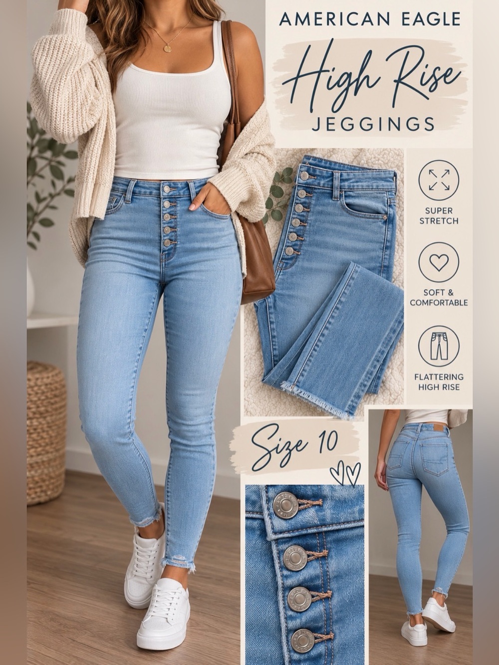 American Eagle Outfitters Light Wash High-Rise Skinny Jeans